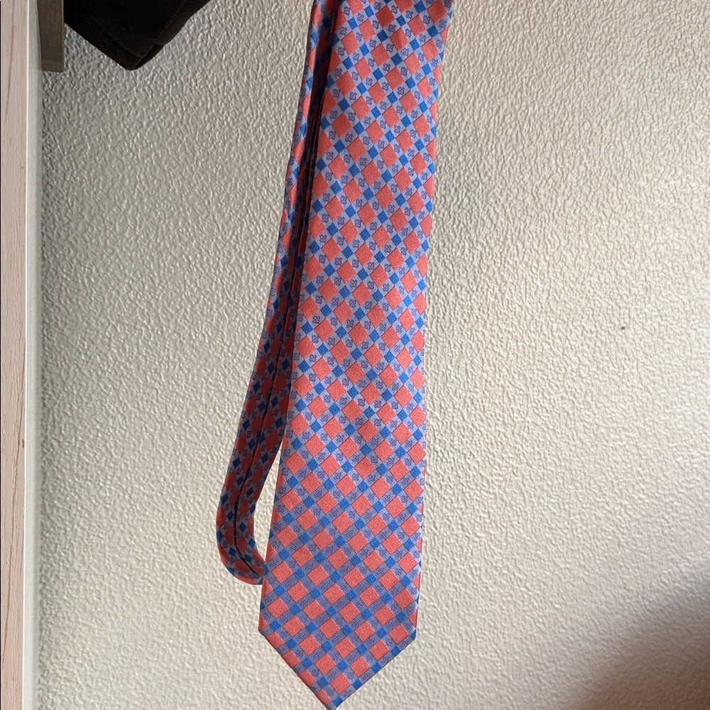 Lands' End silk orange and Blue Patterned Tie